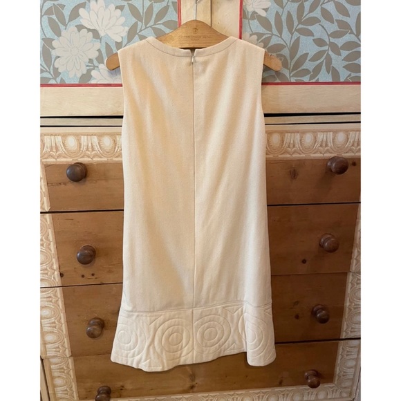 Vintage 1960s Pierre Cardin Space Age Geometric Print Beige Dress - Picture 2 of 11